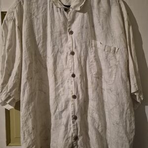 Tommy Bahama Cream Linen Casual Button-Down Shirt